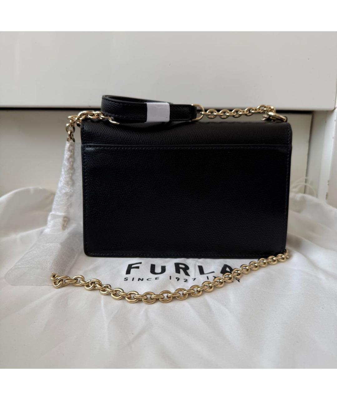 FURLA Черная кожаная сумка через плечо, фото 3