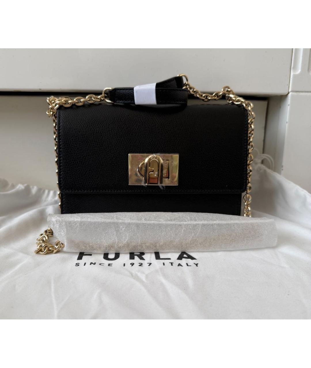 FURLA Черная кожаная сумка через плечо, фото 2