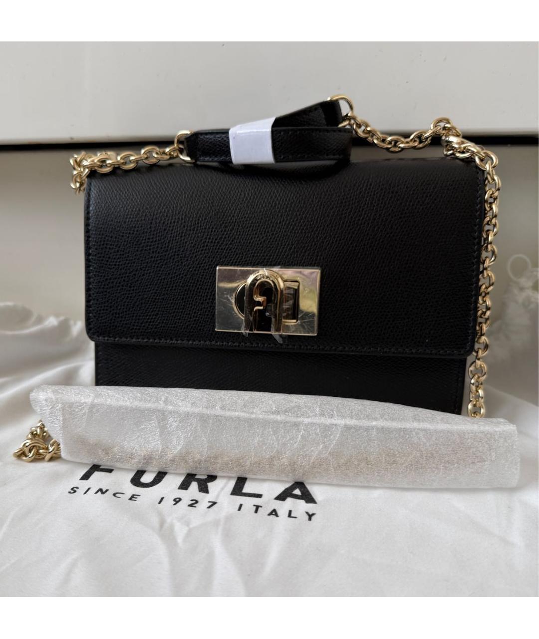 FURLA Черная кожаная сумка через плечо, фото 6