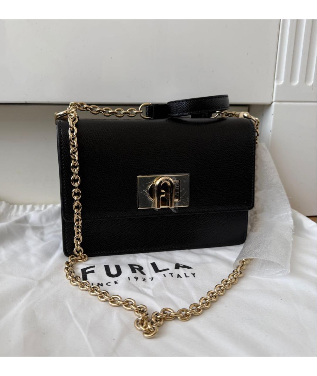 FURLA Черная кожаная сумка через плечо, фото 8