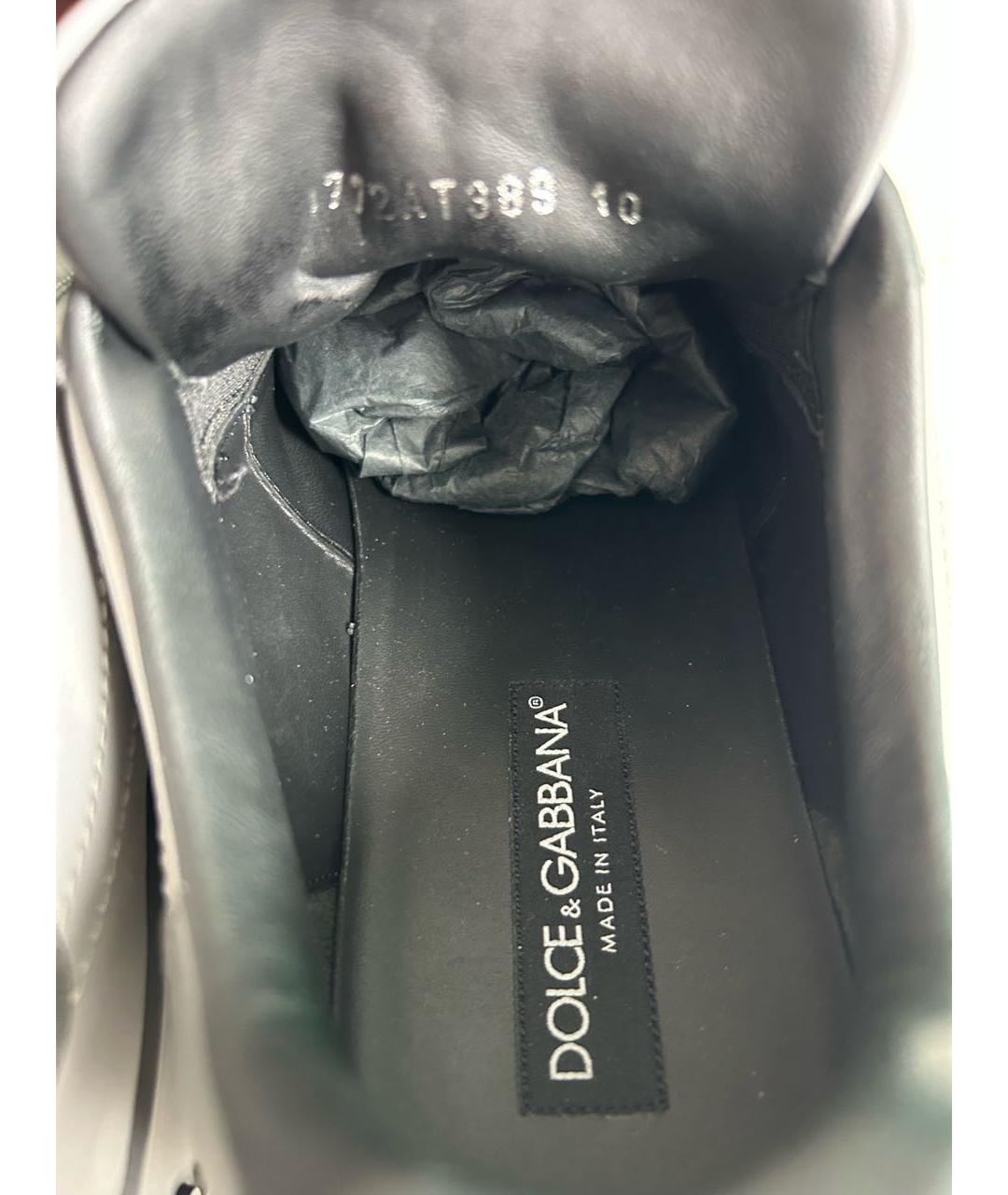 DOLCE&GABBANA Серые кожаные низкие кроссовки / кеды, фото 7