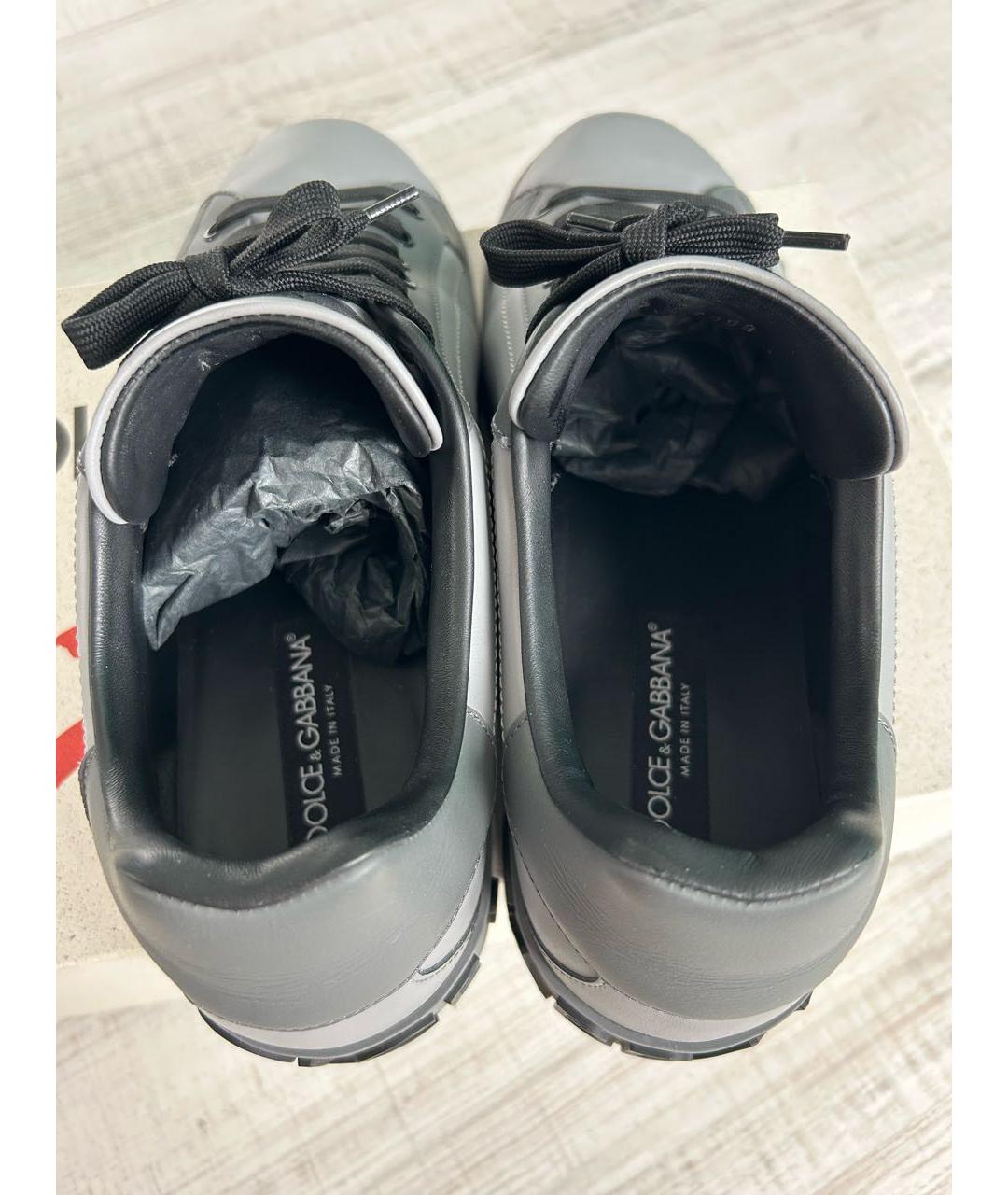 DOLCE&GABBANA Серые кожаные низкие кроссовки / кеды, фото 6