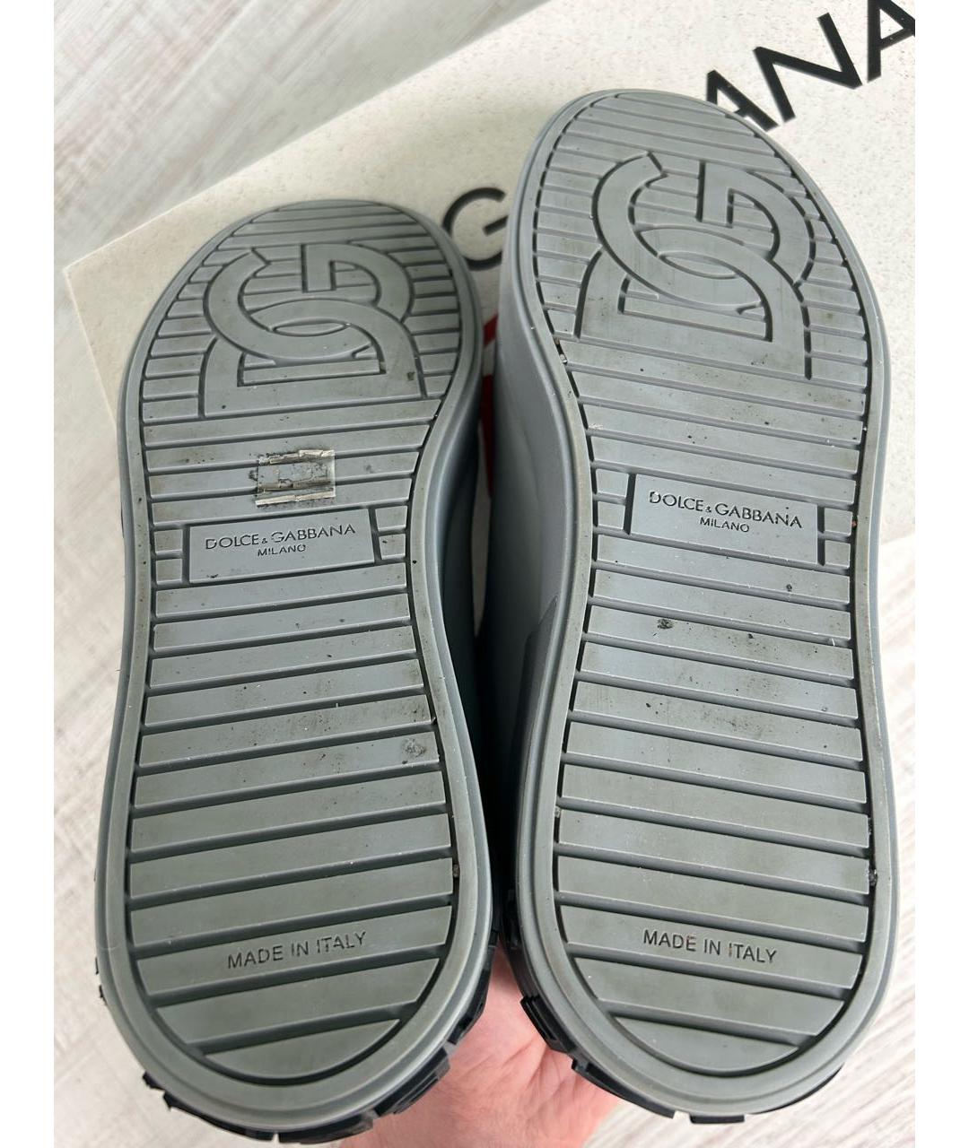 DOLCE&GABBANA Серые кожаные низкие кроссовки / кеды, фото 8