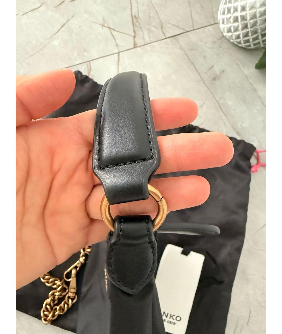 PINKO Черная синтетическая сумка с короткими ручками, фото 4