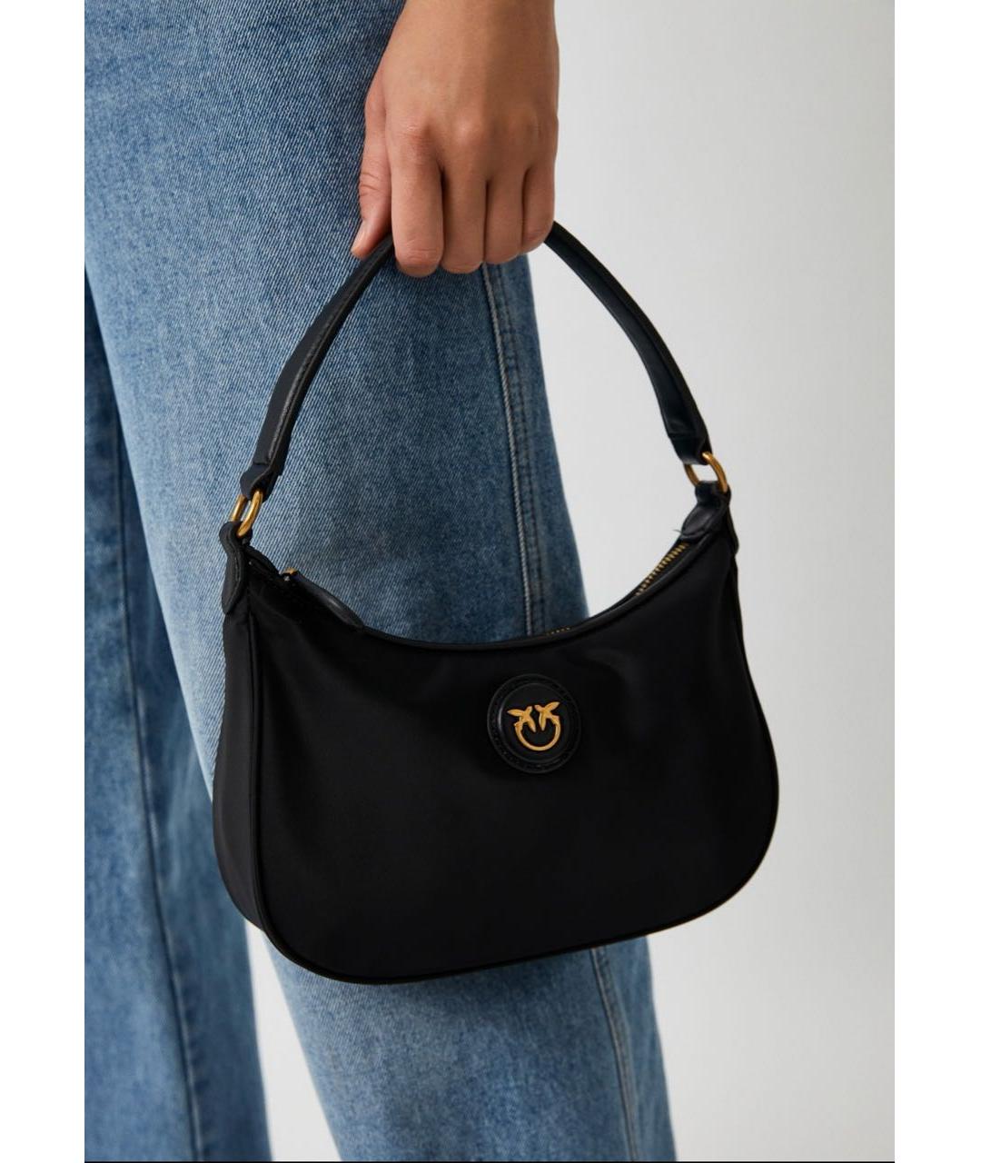 PINKO Черная синтетическая сумка с короткими ручками, фото 7