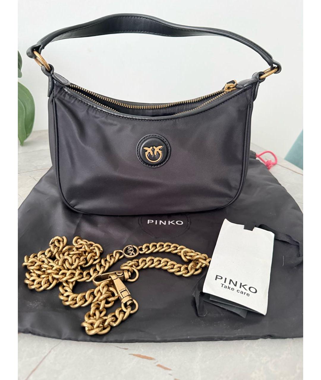 PINKO Черная синтетическая сумка с короткими ручками, фото 9