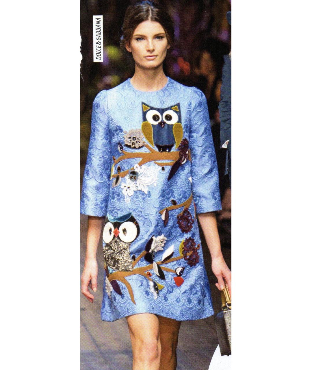 DOLCE&GABBANA Голубое вискозное коктейльное платье, фото 2