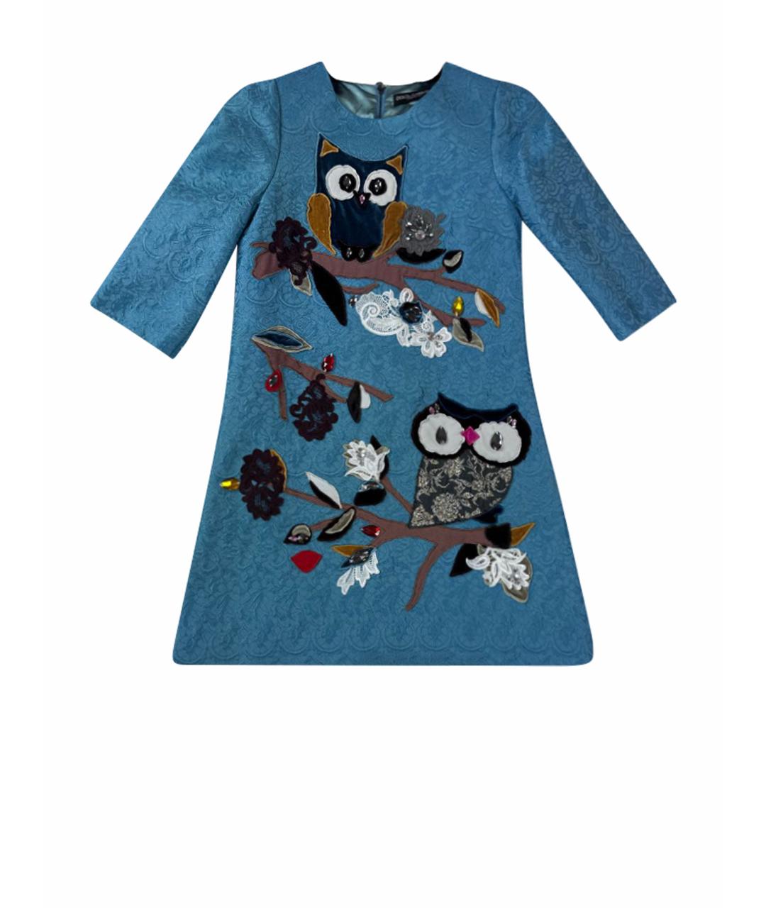 DOLCE&GABBANA Голубое вискозное коктейльное платье, фото 1