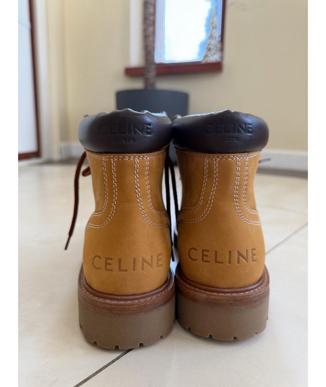 CELINE Оранжевое нубуковые ботинки, фото 4