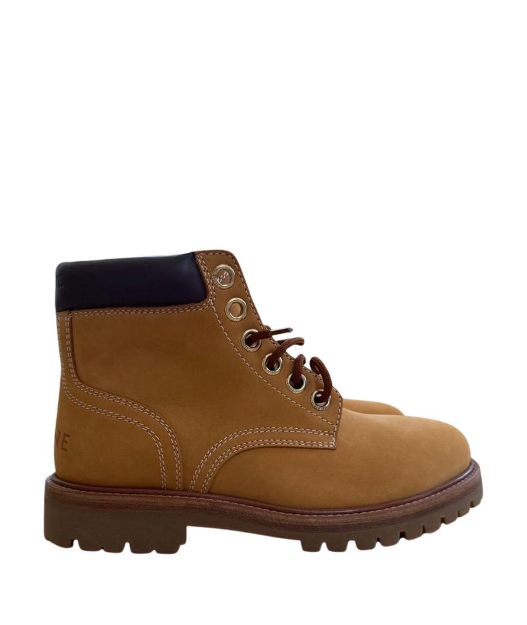 CELINE Оранжевое нубуковые ботинки, фото 1