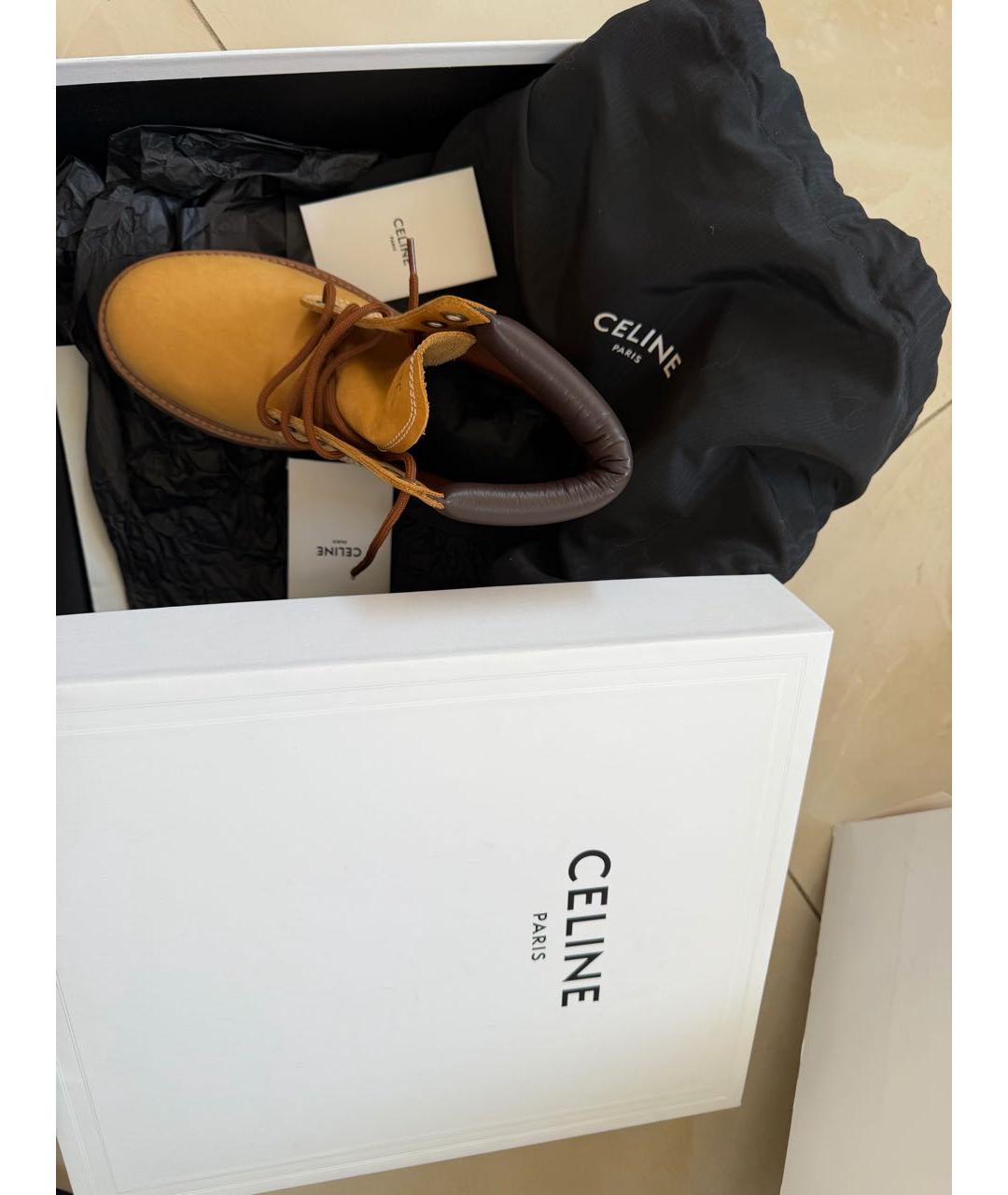 CELINE Оранжевое нубуковые ботинки, фото 5