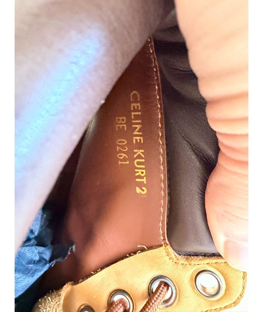 CELINE Оранжевое нубуковые ботинки, фото 7