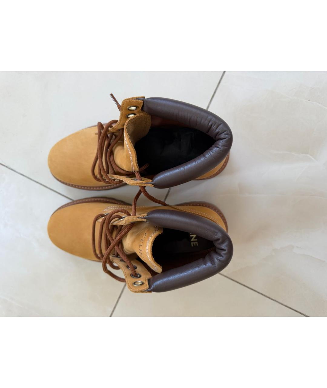 CELINE Оранжевое нубуковые ботинки, фото 3