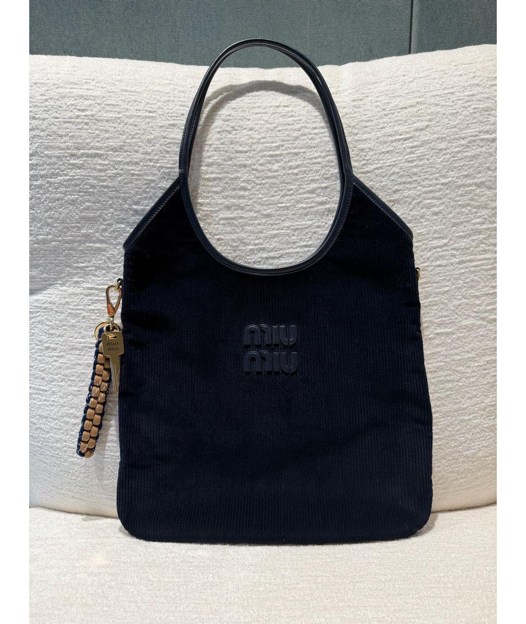 MIU MIU Темно-синяя кожаная сумка тоут, фото 4