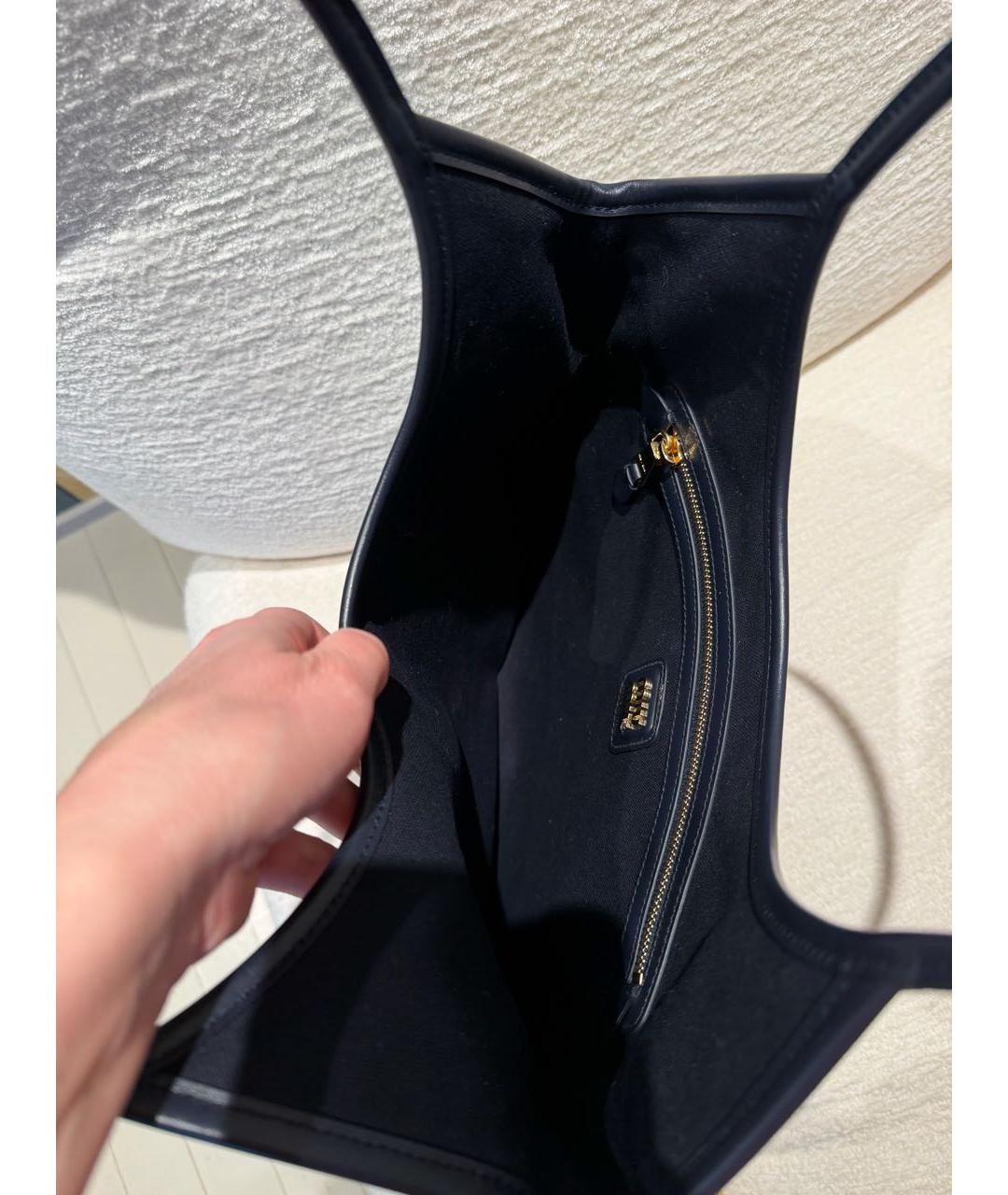 MIU MIU Темно-синяя кожаная сумка тоут, фото 3