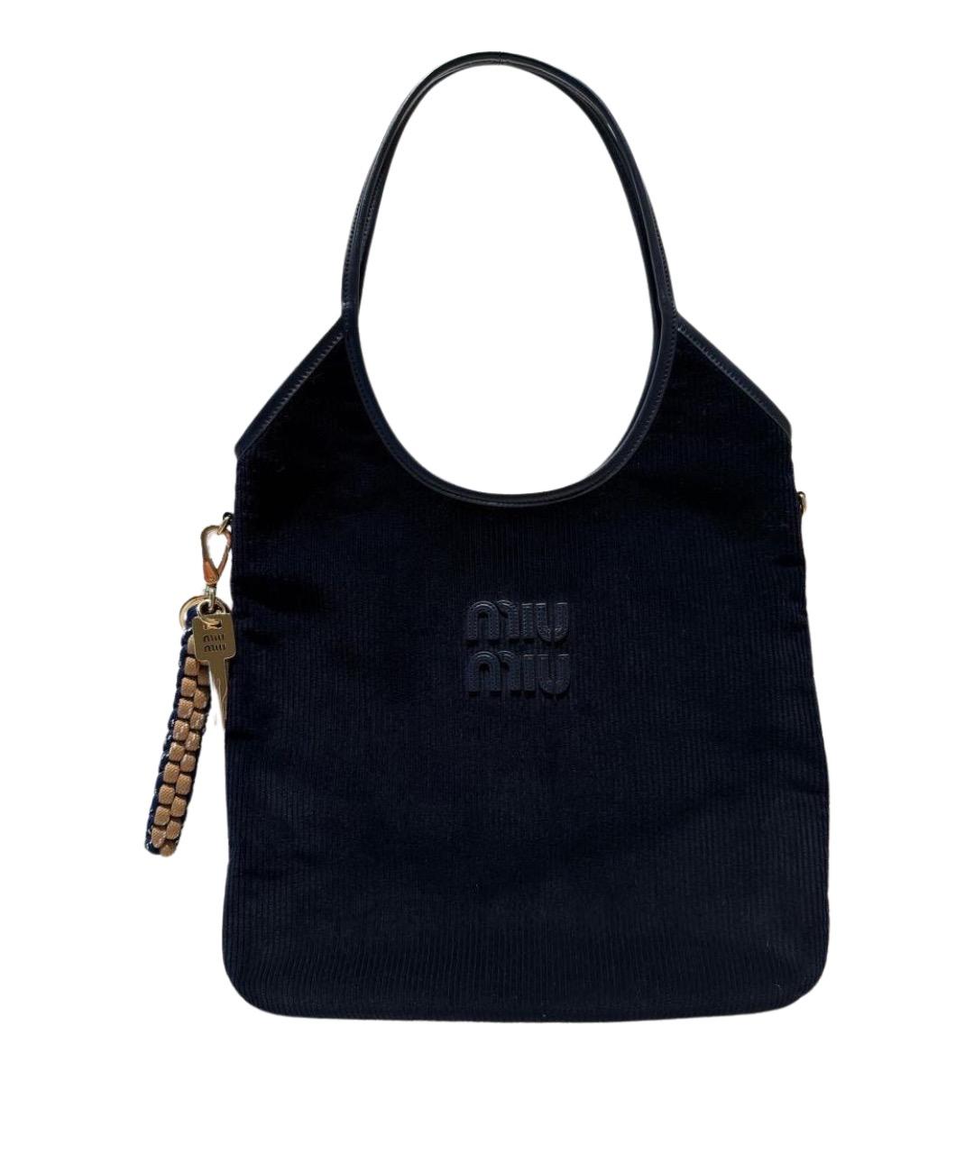 MIU MIU Темно-синяя кожаная сумка тоут, фото 1