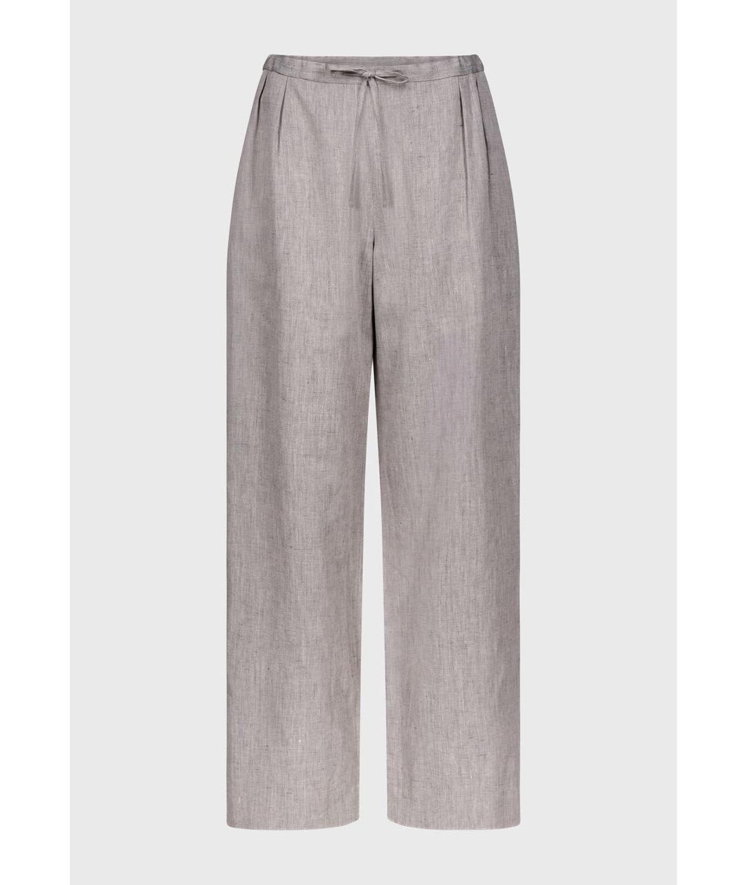 LOULOU DE SAISON Серые льняные брюки широкие, фото 6