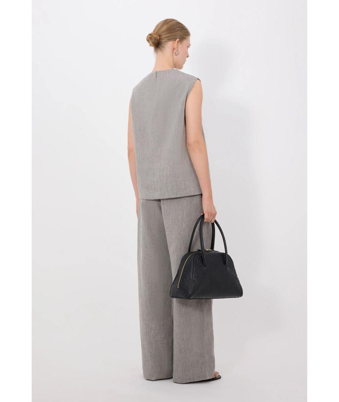 LOULOU DE SAISON Серые льняные брюки широкие, фото 4