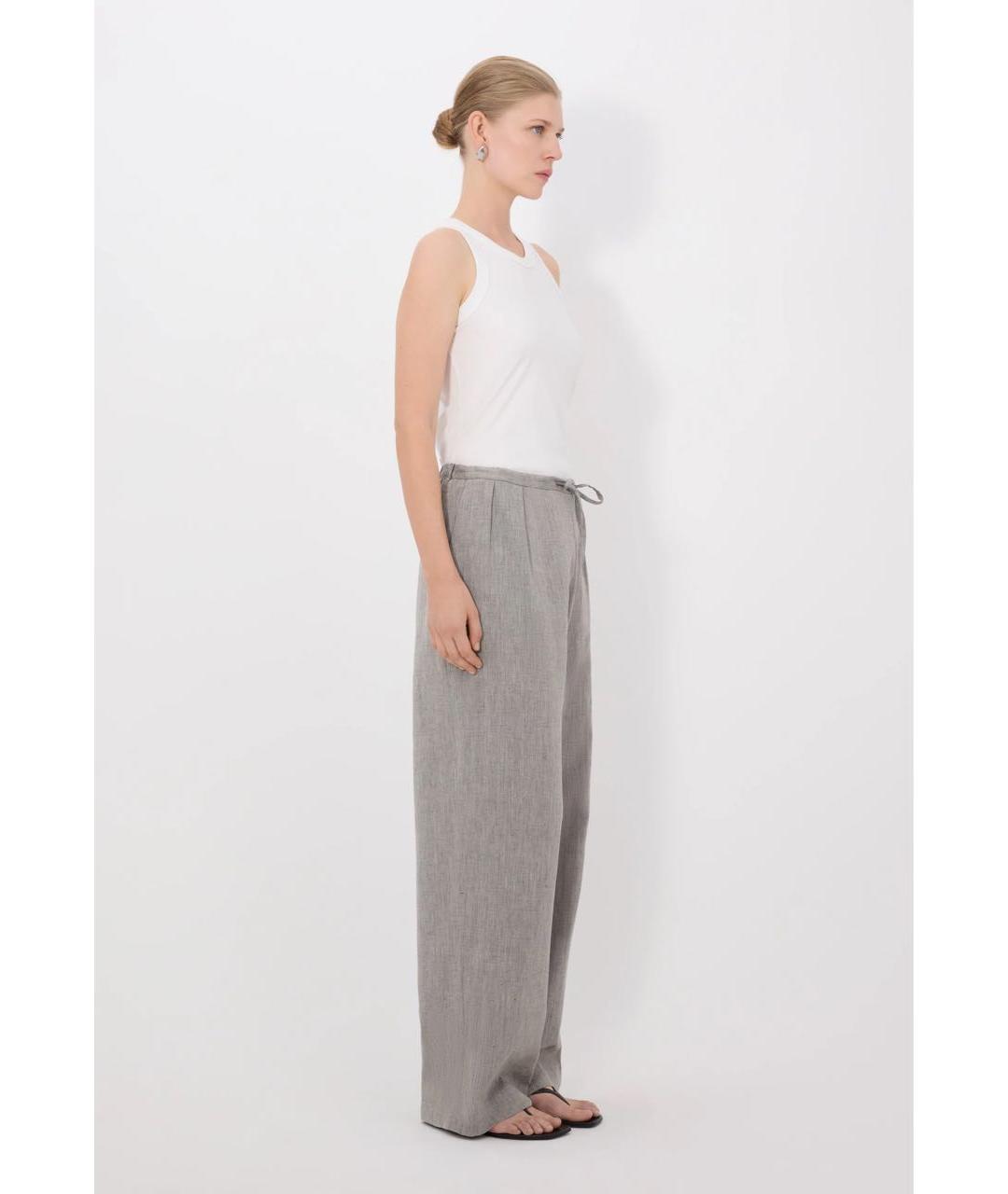 LOULOU DE SAISON Серые льняные брюки широкие, фото 3