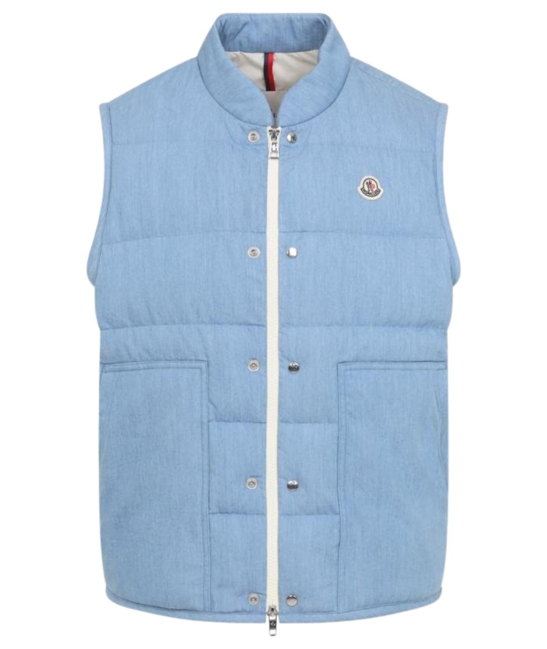 MONCLER Голубой хлопковый жилет, фото 1