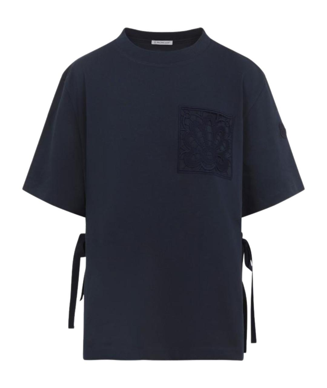 MONCLER Темно-синяя хлопковая футболка, фото 1