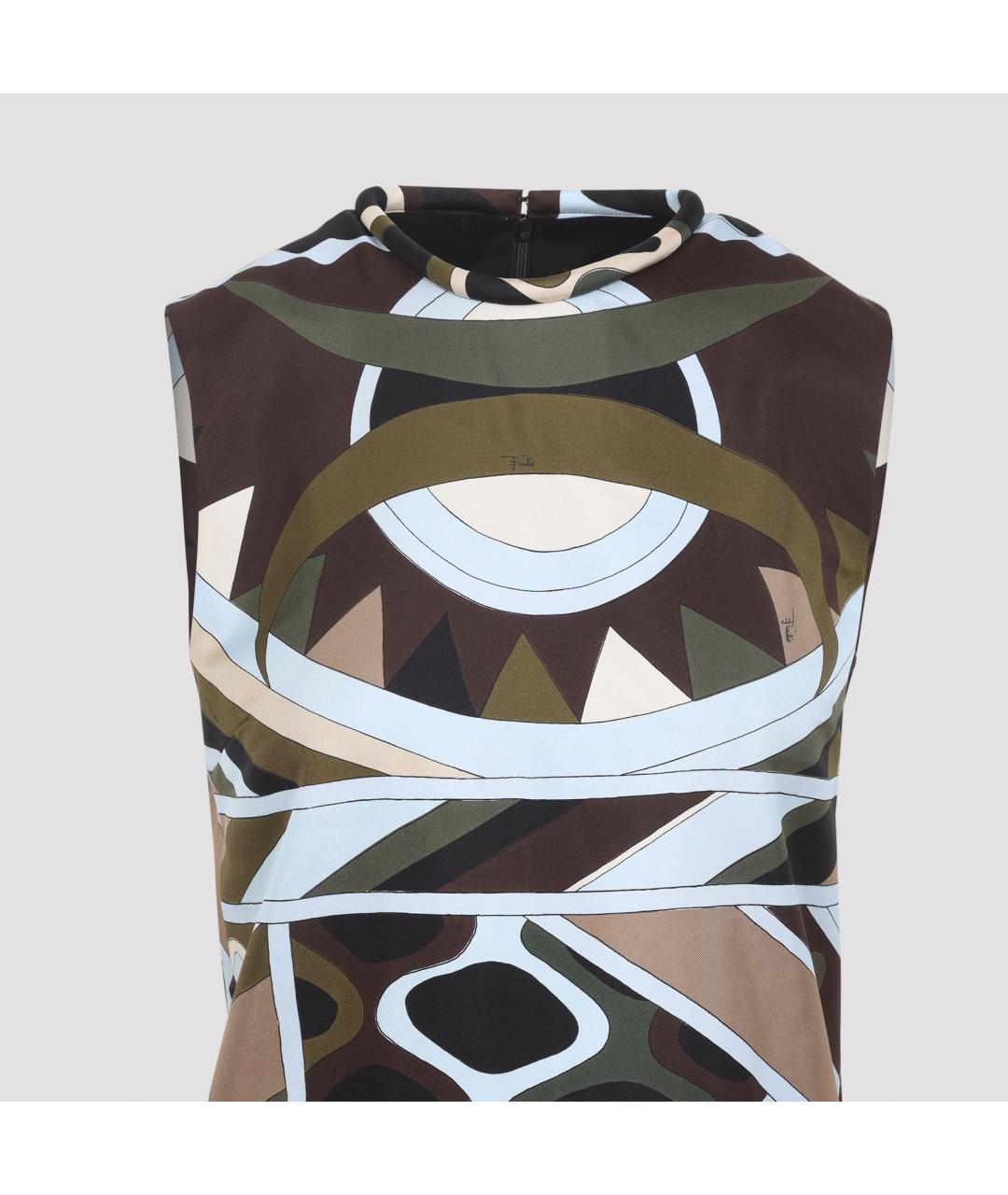 PUCCI Мульти шелковое повседневное платье, фото 3