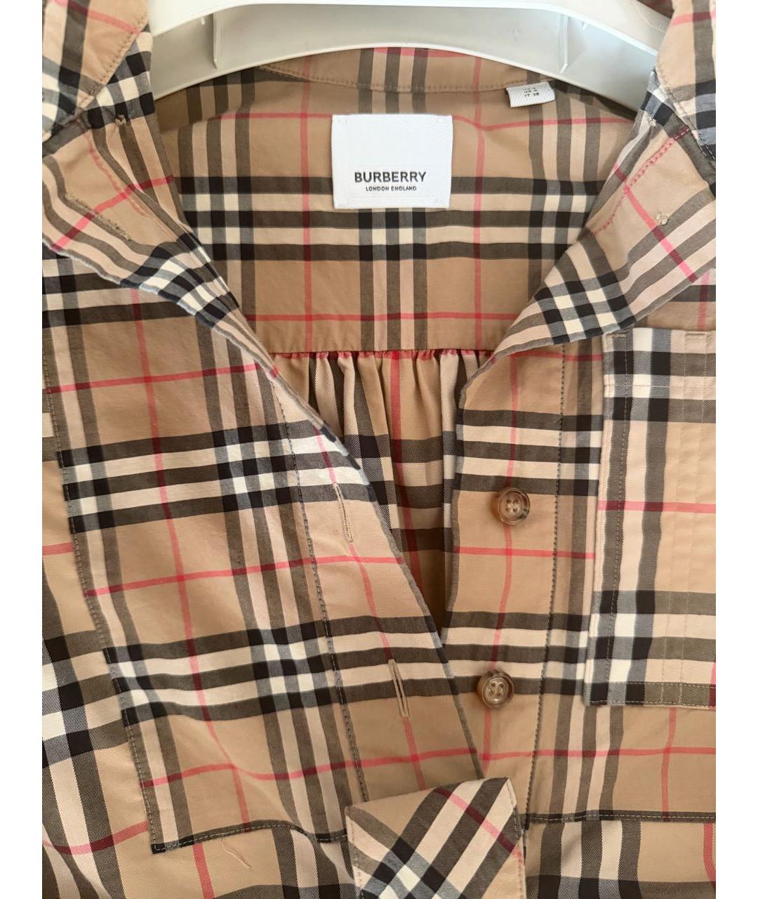 BURBERRY Коричневое хлопковое повседневное платье, фото 2