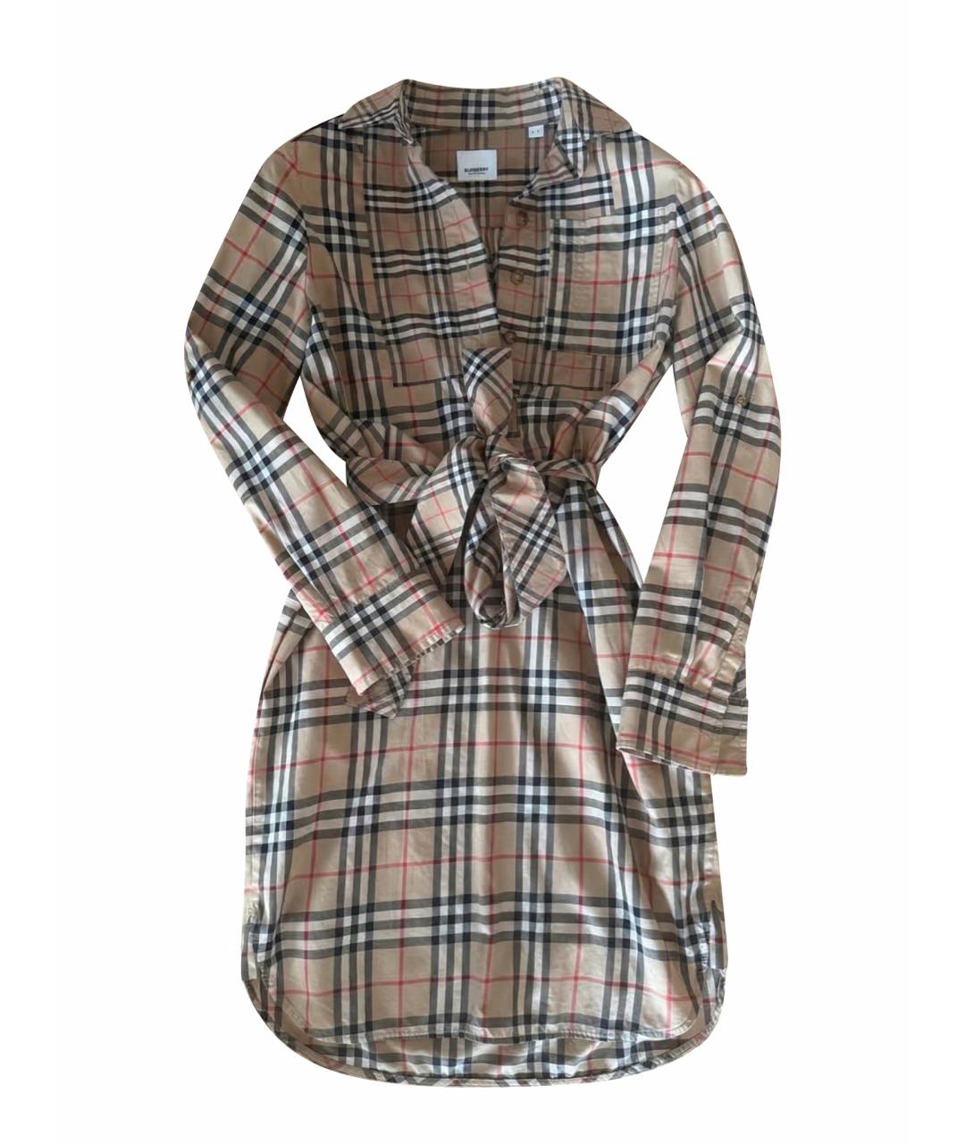 BURBERRY Коричневое хлопковое повседневное платье, фото 1