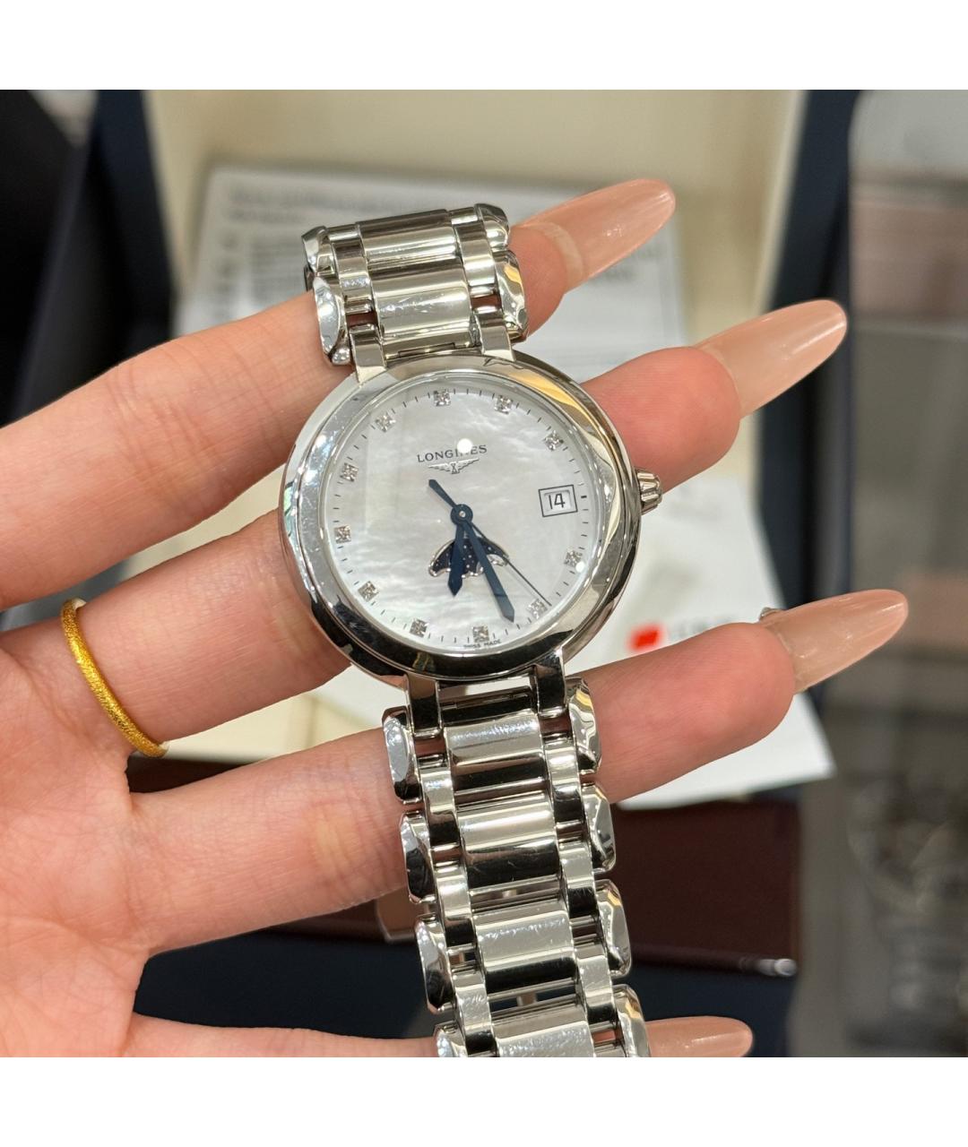 LONGINES Белые металлические часы, фото 6