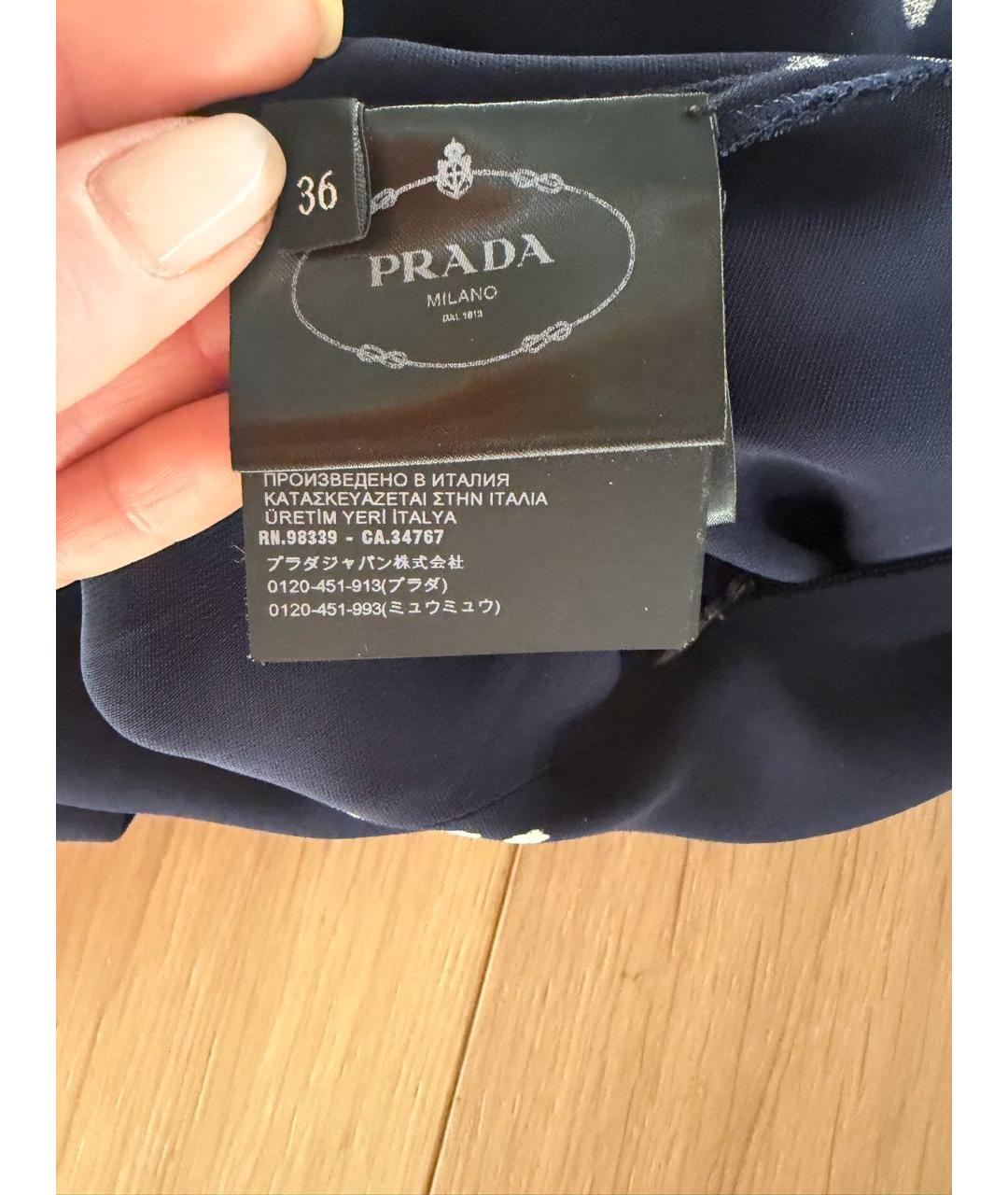 PRADA Синее шелковое коктейльное платье, фото 4