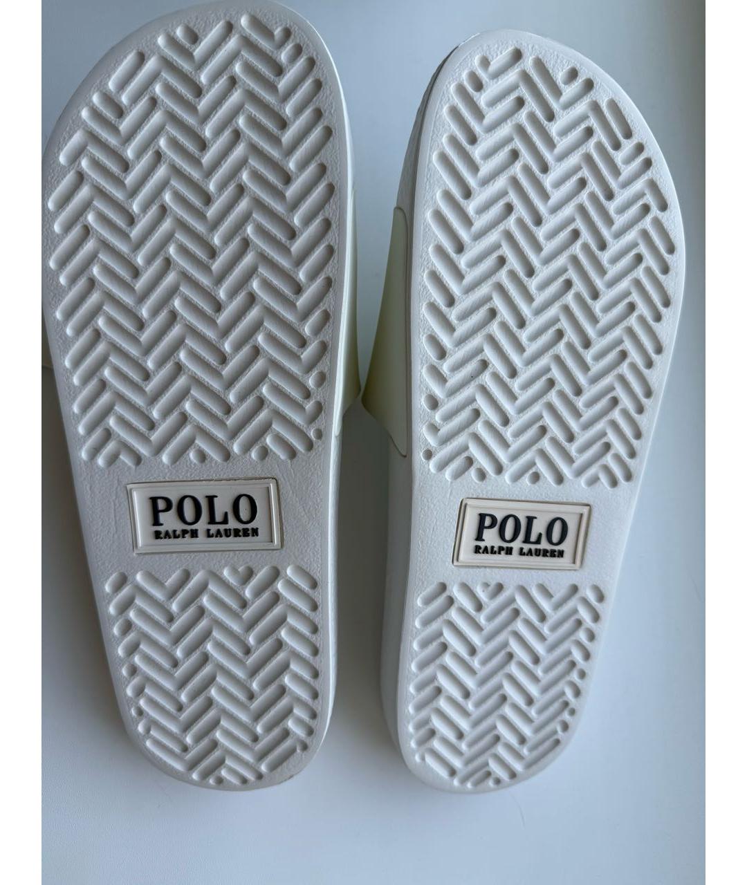 POLO RALPH LAUREN Белые резиновые шлепанцы, фото 4