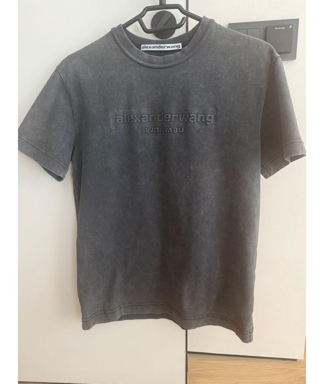 ALEXANDER WANG Антрацитовая хлопковая футболка, фото 2