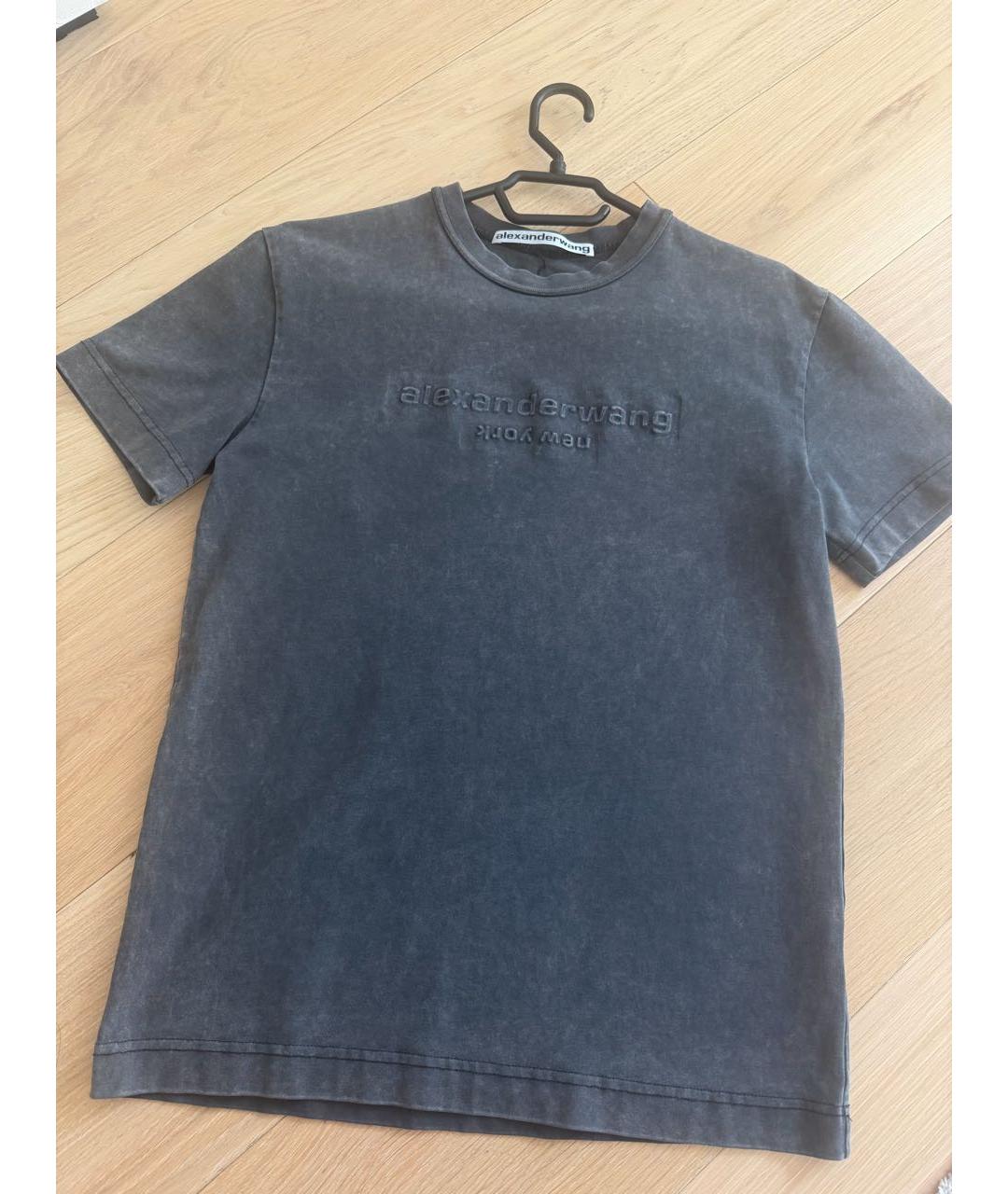ALEXANDER WANG Антрацитовая хлопковая футболка, фото 3