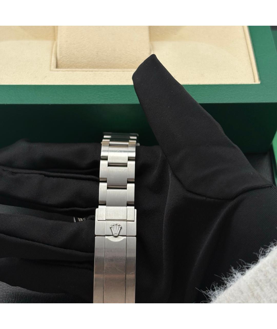 ROLEX Черные металлические часы, фото 5