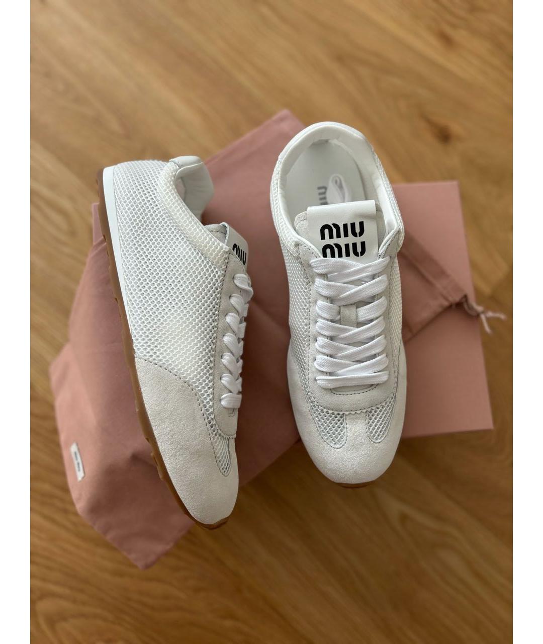 MIU MIU Белые текстильные кеды, фото 2