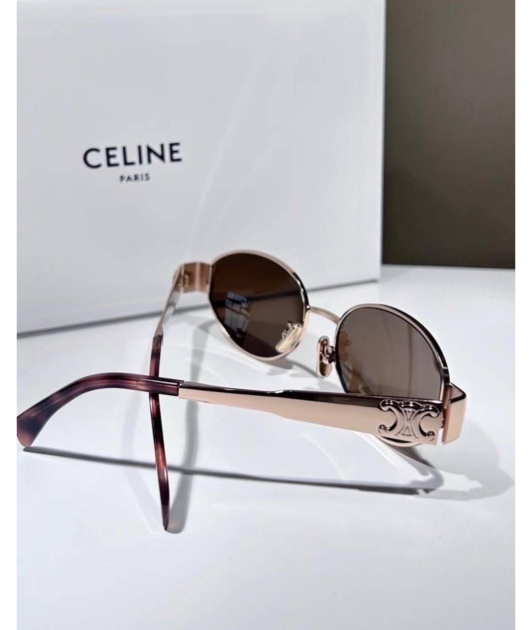 CELINE Золотые металлические солнцезащитные очки, фото 4
