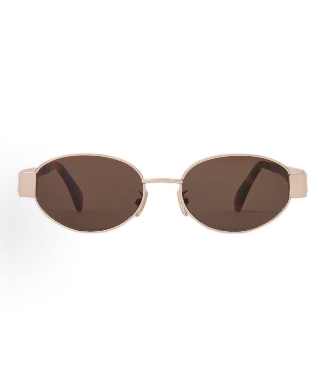 CELINE Золотые металлические солнцезащитные очки, фото 3