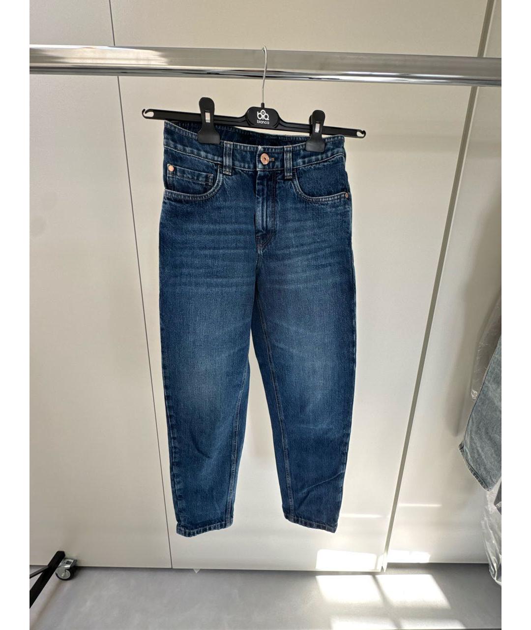 BRUNELLO CUCINELLI Темно-синие хлопковые прямые джинсы, фото 8