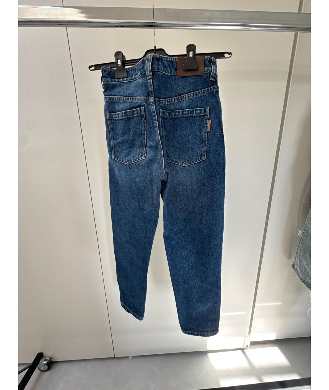 BRUNELLO CUCINELLI Темно-синие хлопковые прямые джинсы, фото 2