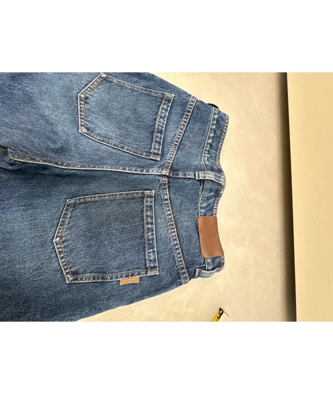 BRUNELLO CUCINELLI Темно-синие хлопковые прямые джинсы, фото 6