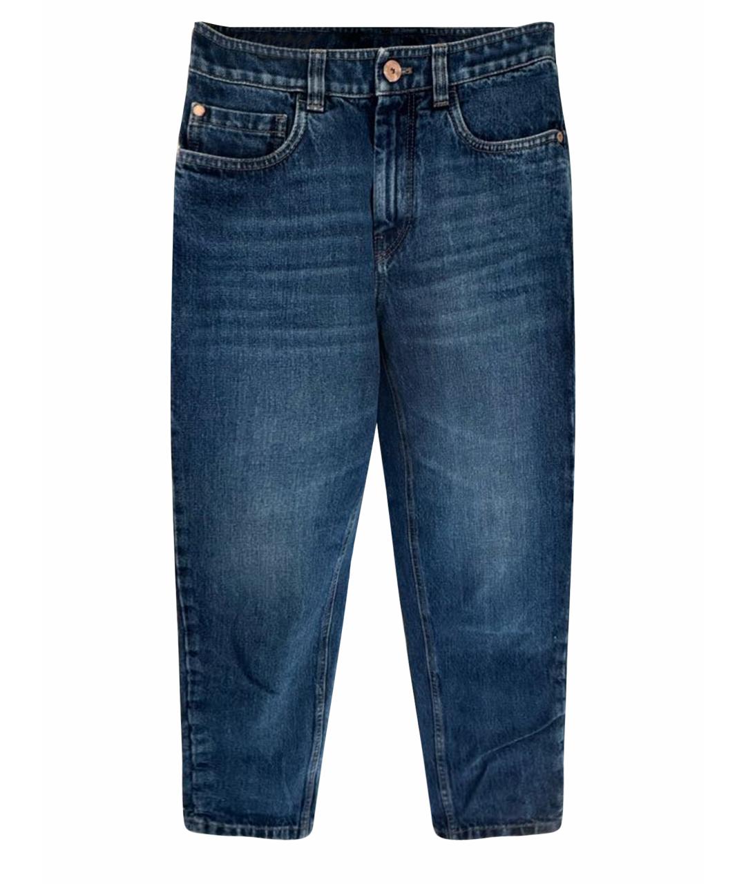 BRUNELLO CUCINELLI Темно-синие хлопковые прямые джинсы, фото 1