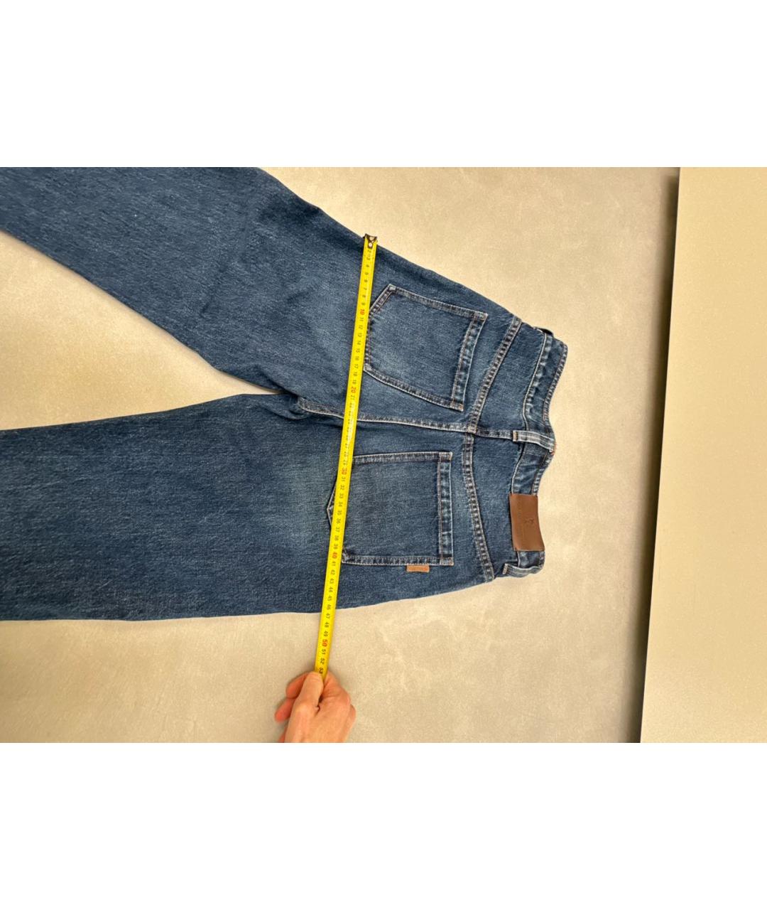 BRUNELLO CUCINELLI Темно-синие хлопковые прямые джинсы, фото 5