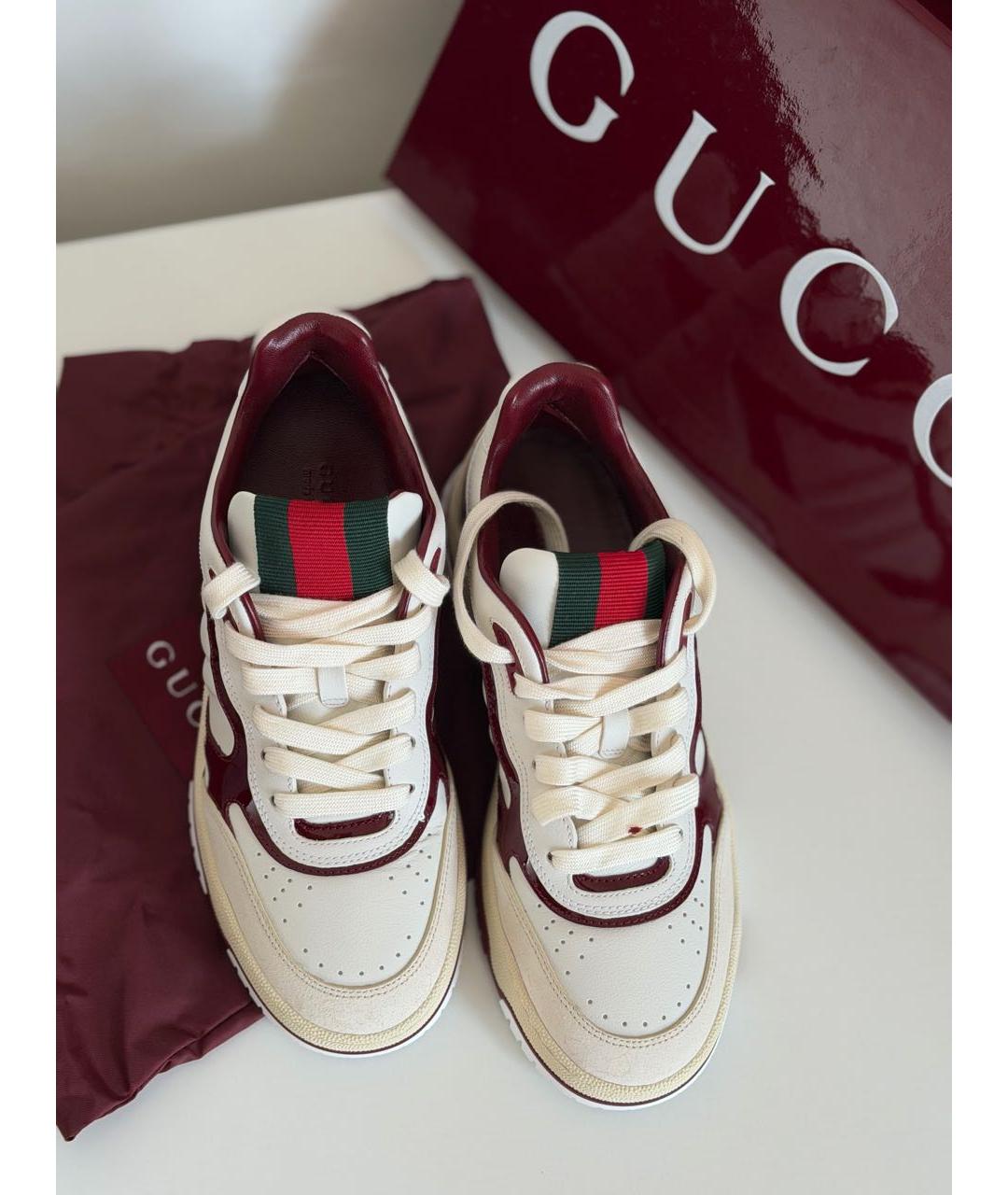 GUCCI Белые кожаные кеды, фото 2