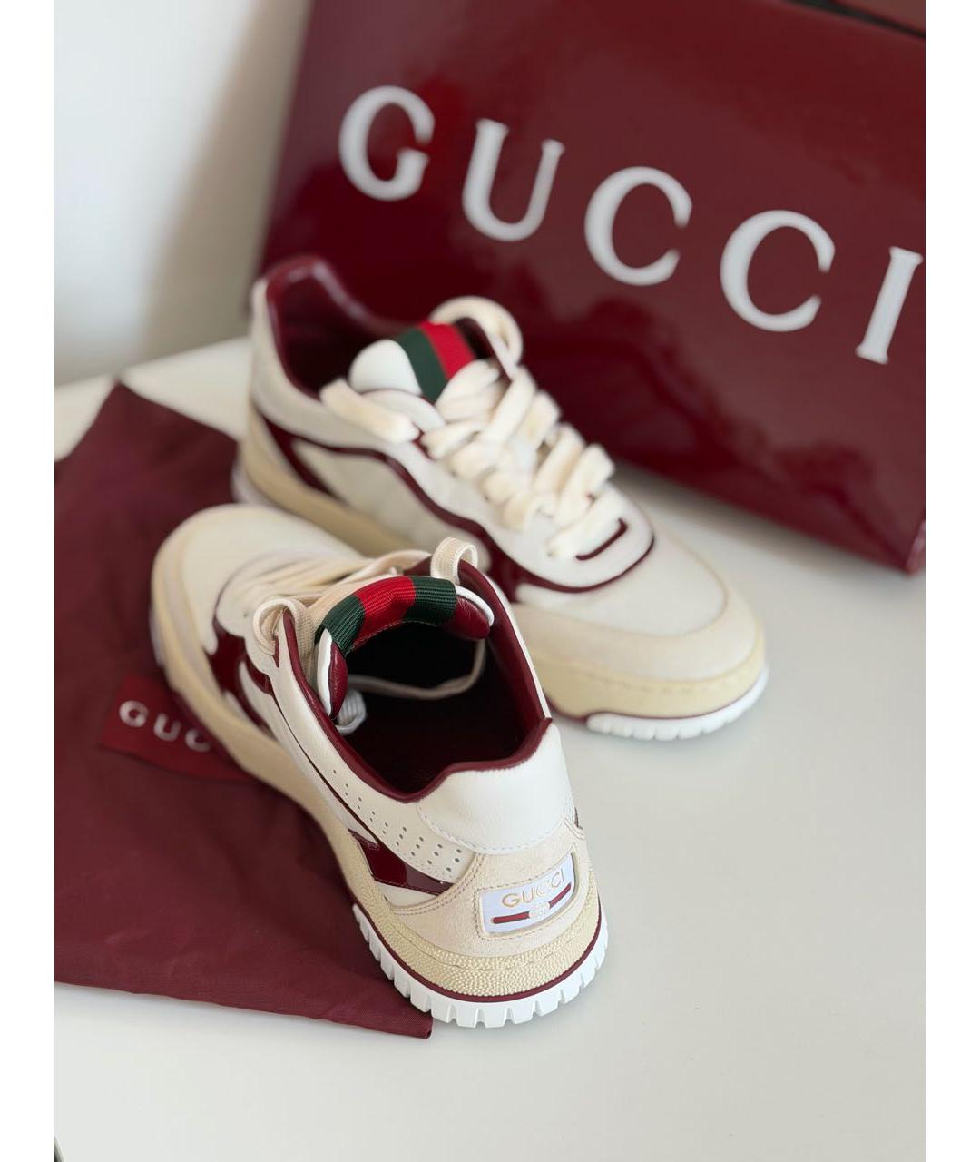 GUCCI Белые кожаные кеды, фото 3