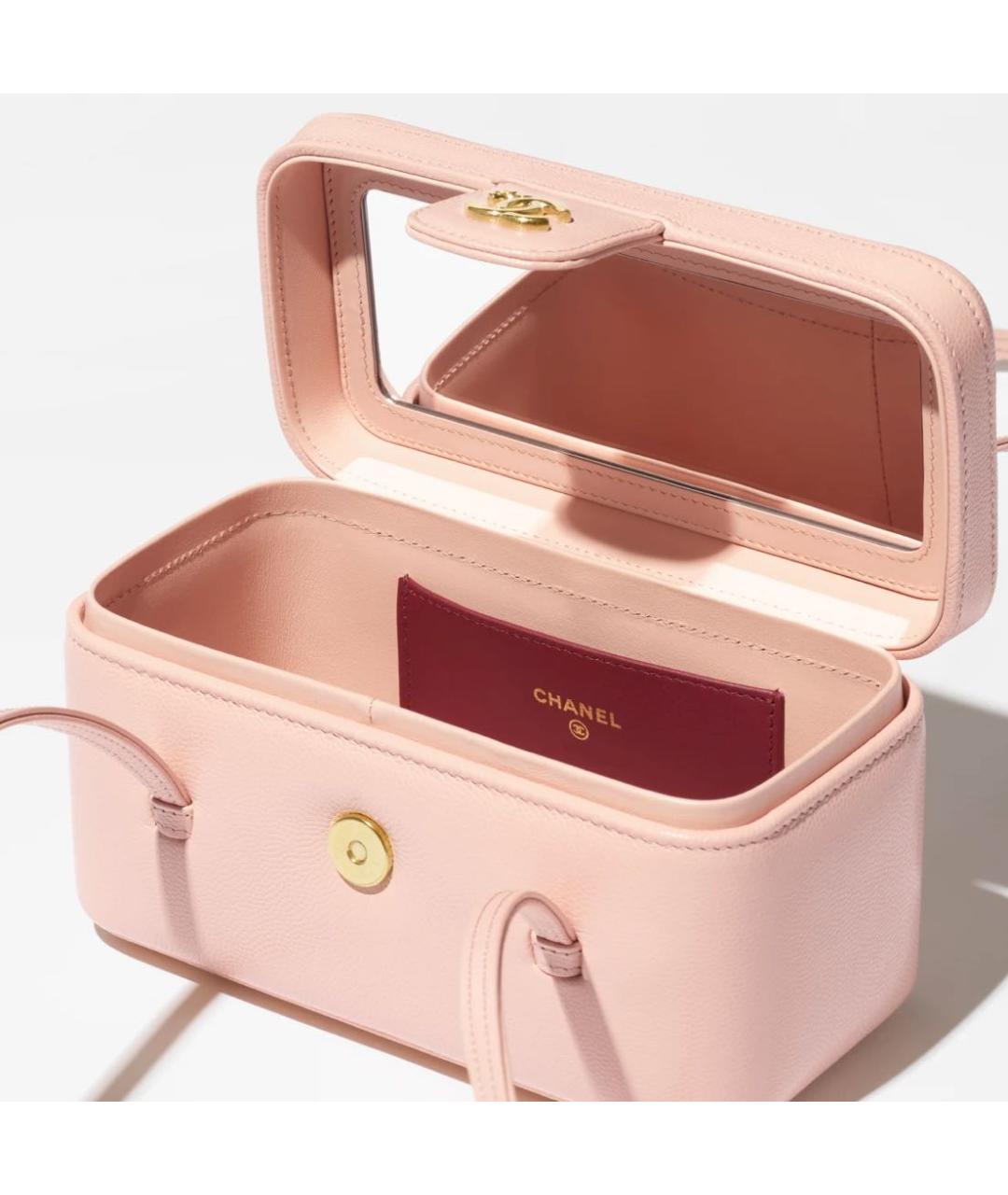 CHANEL Розовая кожаная сумка с короткими ручками, фото 4