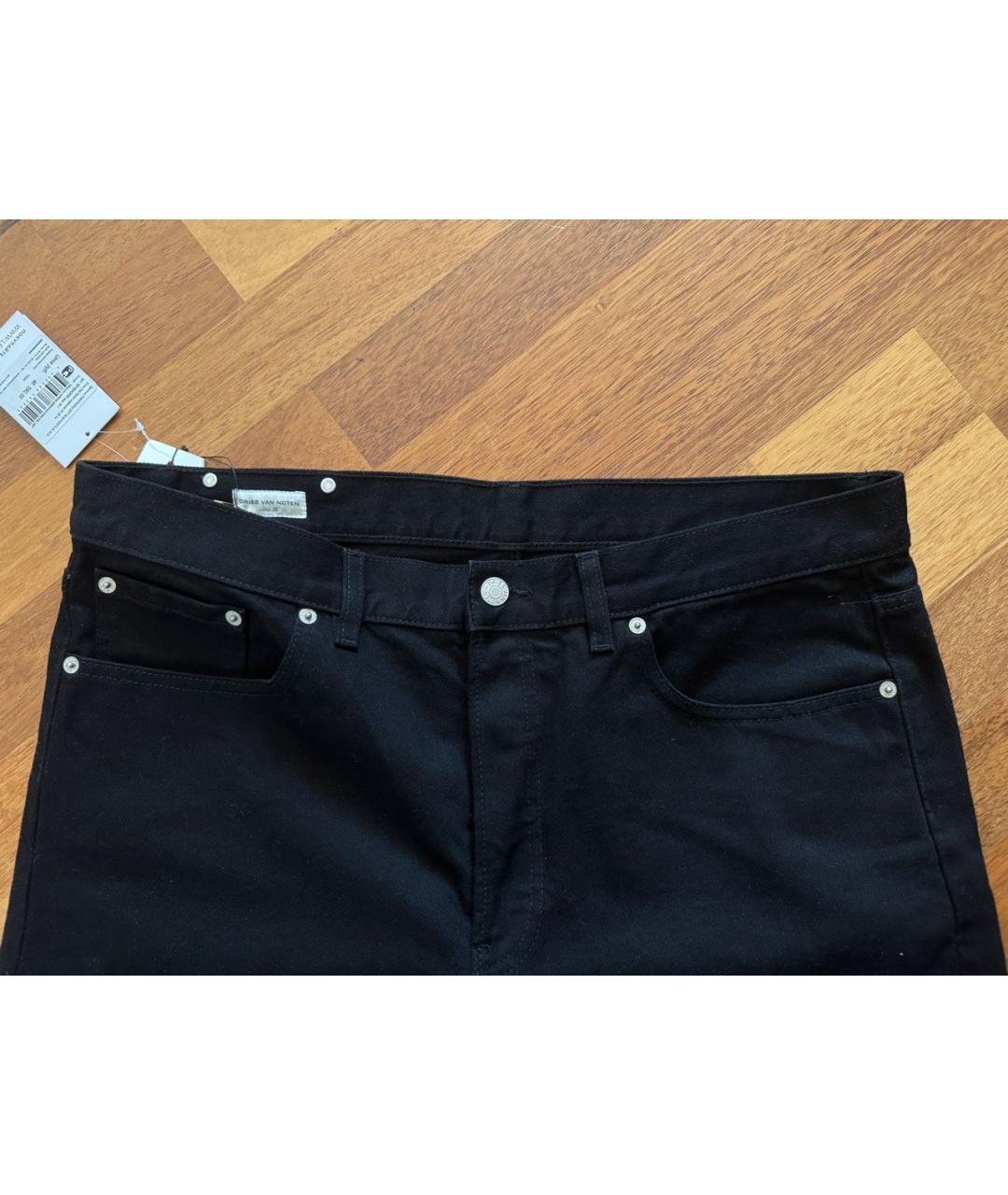DRIES VAN NOTEN Черные хлопковые прямые джинсы, фото 3