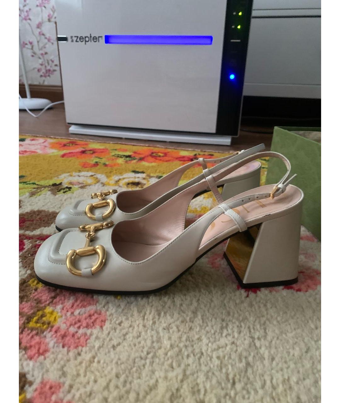 GUCCI Бежевые кожаные туфли, фото 7