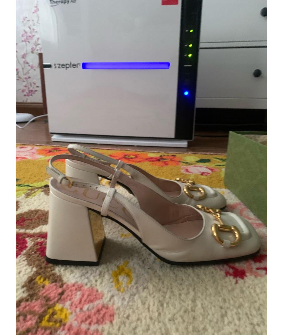 GUCCI Бежевые кожаные туфли, фото 6