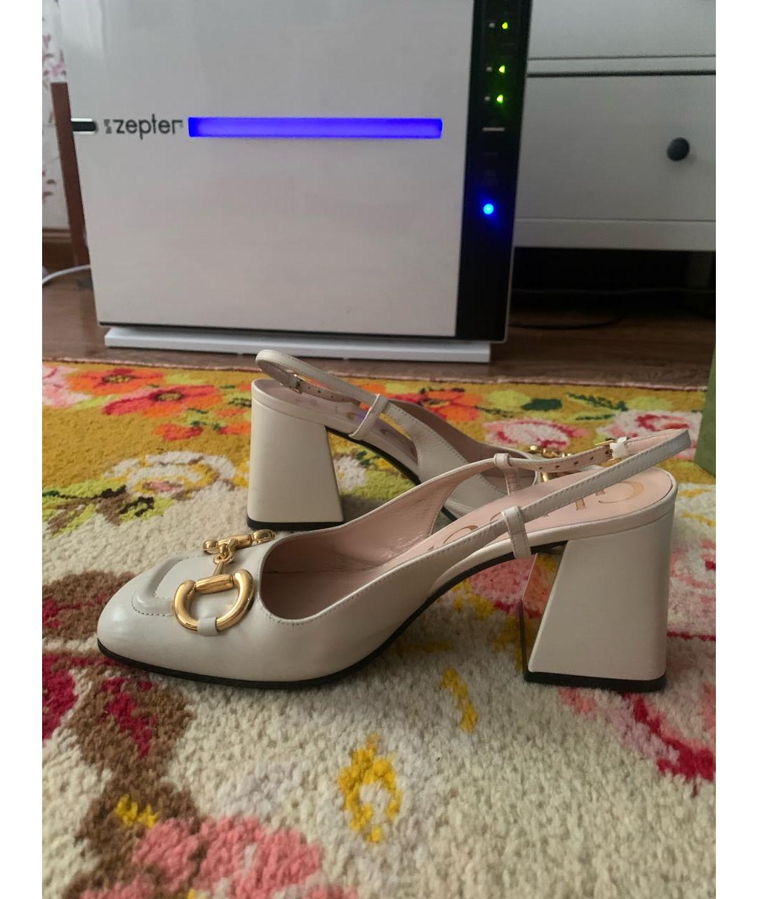 GUCCI Бежевые кожаные туфли, фото 3