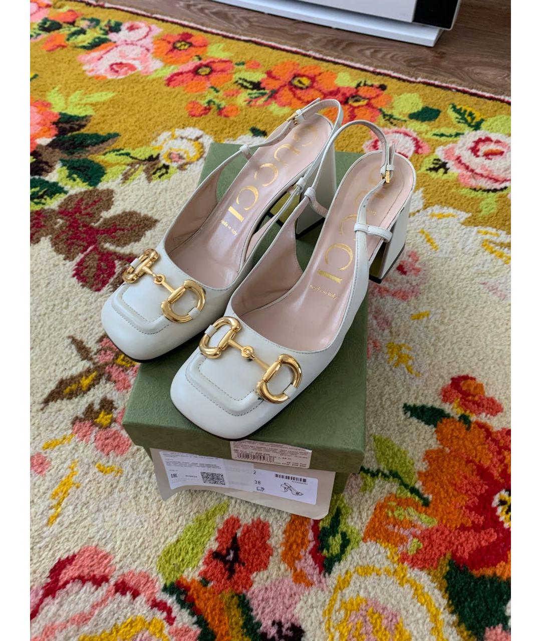 GUCCI Бежевые кожаные туфли, фото 2